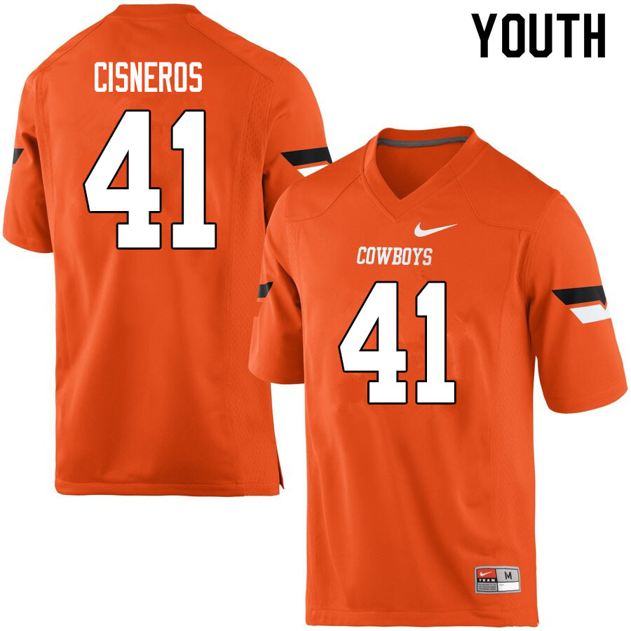 Youth #41 Valek Cisneros Oklahoma State Cowboys College Football Jerseys Sale-Orange - Click Image to Close